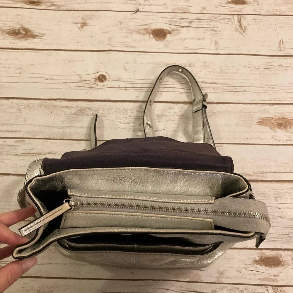 Sam Edelman Silver Metallic Faux Leather Backpack